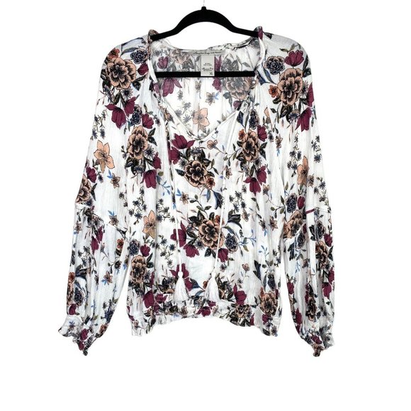 American Rag Bohemian‎ Floral Multicolor Top Shirt Blouse Lace Size M - Picture 1 of 6